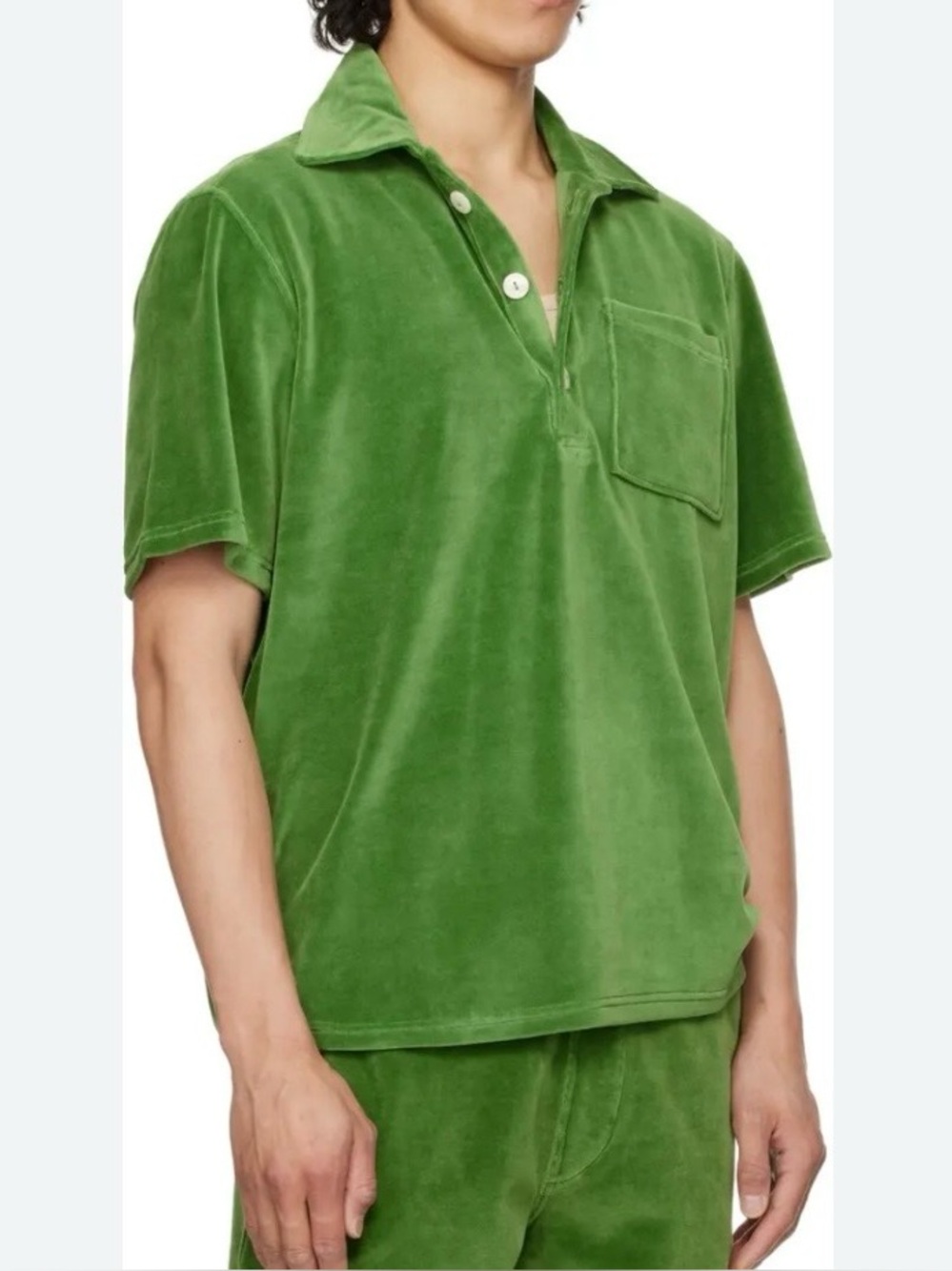 OAS Girona Velour Shirt in Penny Green